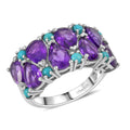 D’Joy African Amethyst, Sleeping Beauty Turquoise Ring in Rhodium Over Sterling Silver (Size 10.0) 4.80 ctw - Sticky add to cart bar