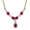 D'Joy Premium Montepuez Ruby and White Zircon 2.75 ctw Crown Blossom Necklace 18 Inches in 18K Vermeil Yellow Gold Over Sterling Silver - Sticky add to cart bar