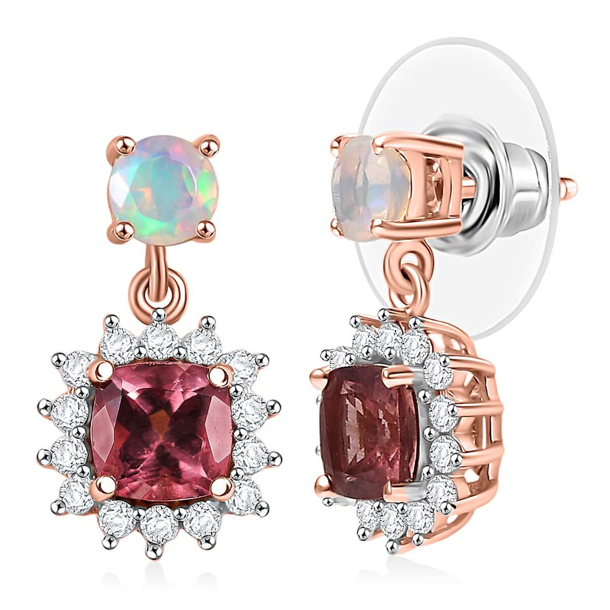 D'Joy Red Apatite and Multi Gemstone 2.00 ctw Crownlight Spark Earrings in 18K Vermeil Rose Gold Over Sterling Silver