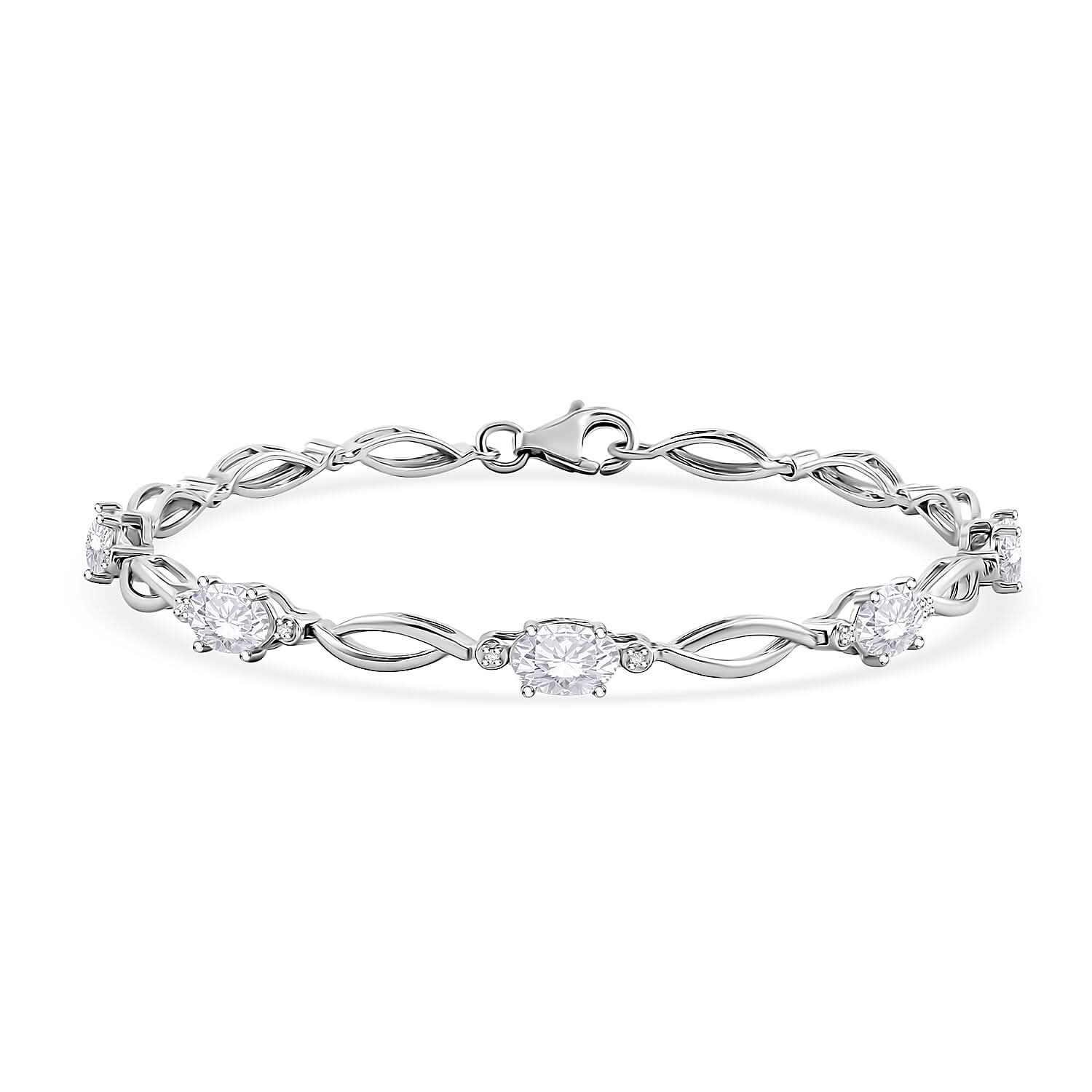 White Sapphire 3.00 ctw Bracelet in Sterling Silve (7.00 In)
