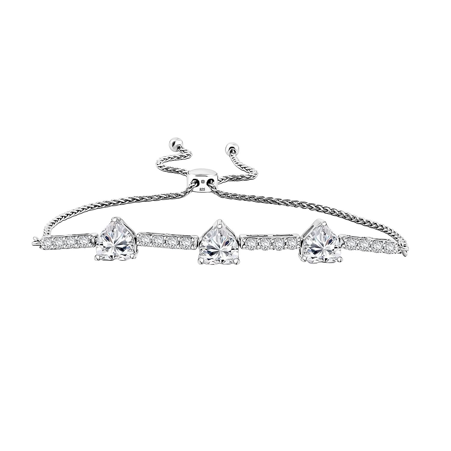 White Sapphire 3.85 ctw Bracelet in Sterling Silver (7.5-9.5In)