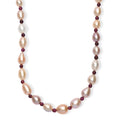 Multi Color Freshwater Pearl and Mozambique Garnet 10.00 ctw Necklace in Rhodium Over Sterling Silver 18 Inches - Sticky add to cart bar
