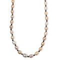 Multi Color Freshwater Pearl and Mozambique Garnet 8.00 ctw Necklace in Rhodium Over Sterling Silver 18 Inches - Sticky add to cart bar