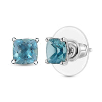 D'Joy Dean Teal Fluorite (IR) 2.60 ctw Stud Earrings in Platinum Over Sterling Silver