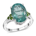 D'Joy Dean Teal Fluorite (IR), Chrome Diopside Bubbles Ring in Platinum Over Sterling Silver (Size 10.0) 7.00 ctw - Sticky add to cart bar