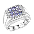 EverTrue Tanzanite and Moissanite 1.00 ctw Art Deco Mens Ring in Platinum Bond (Size 10.0) - Sticky add to cart bar