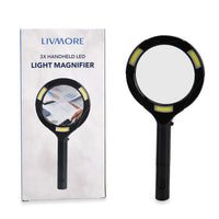 Livmore Black Single 3X Hand-held LED Light Magnifier (2xAA Battery Not Included) (9.4"x4.4"x0.8")