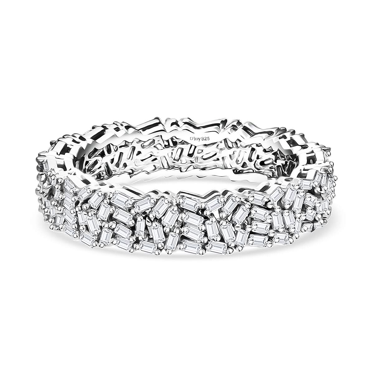 D’joy Diamond Band Ring in Rhodium Over Sterling Silver (Size 5.0) 1.00 ctw