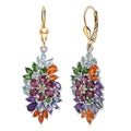 D'Joy Multi Gemstone 6.00 ctw Flowers Bouquet Earrings in 18K Vermeil YG and Rhodium Over Sterling Silver - Sticky add to cart bar