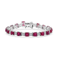 D'Joy Niassa Ruby (FF), Moissanite Bracelet in Rhodium Over Sterling Silver (6.50 In) 24.35 ctw
