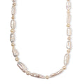 White Biwa Pearl and Freshwater Pearl Necklace in Rhodium Over Sterling Silver 18 Inches - Sticky add to cart bar