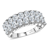 J Francis Embellished with Zirconia by Swarovski Crownline Ring in Platinum Over Sterling Silver (Size 10.0) 4.15 ctw