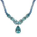 D’Joy Shades of Teal Fluorite Beads 53.30 ctw Waterfall Necklace 18 Inches in Rhodium Over Sterling Silver - Sticky add to cart bar