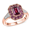 D’Joy AAA Radiant Ember Garnet, White Zircon Ring in 18K Vermeil RG Over Sterling Silver (Size 6.0) 2.15 ctw - Sticky add to cart bar