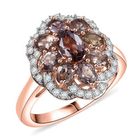 D’Joy Madagascar Color Change Garnet and Moissanite 3.00 ctw Ring in 18K Vermeil Rose Gold Over Sterling Silver