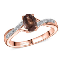 Premium Madagascar Color Change Garnet and Luxuriant Lab Grown Diamond G-H SI 1.15 ctw Ring in 18K Vermeil Rose Gold Over Sterling Silver (Size 10.0)