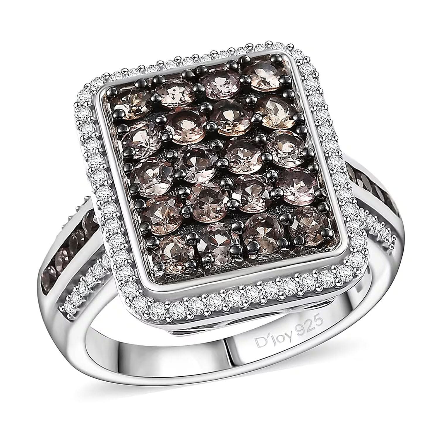 D’Joy Madagascar Color Change Garnet and White Zircon 2.50 ctw Ring in Rhodium Over Sterling Silver (Size 10.0)