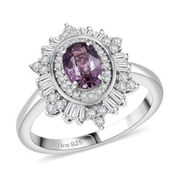 D’Joy Lavender Spinel and Moissanite 1.50 tw Ring in Rhodium Over Sterling Silver (Size 10.0)