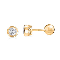 D'Joy Moissanite 0.40 ctw Stud Earrings in 18K Vermeil Yellow Gold Over Sterling Silver