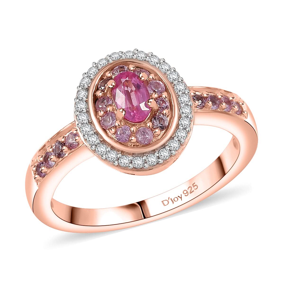 D’Joy Premium Mahenge Spinel, Multi Gemstone Ring in 18K Vermeil RG Over Sterling Silver (Size 10.0) 0.80 ctw