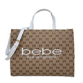 Closeout Bebe Brown and Blush Jacquard Tote Bag - Sticky add to cart bar