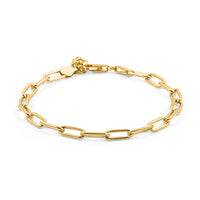 Italian 14K YG Over Sterling Silver Paper Clip Chain Bracelet (7.00 In) (5.50 g)