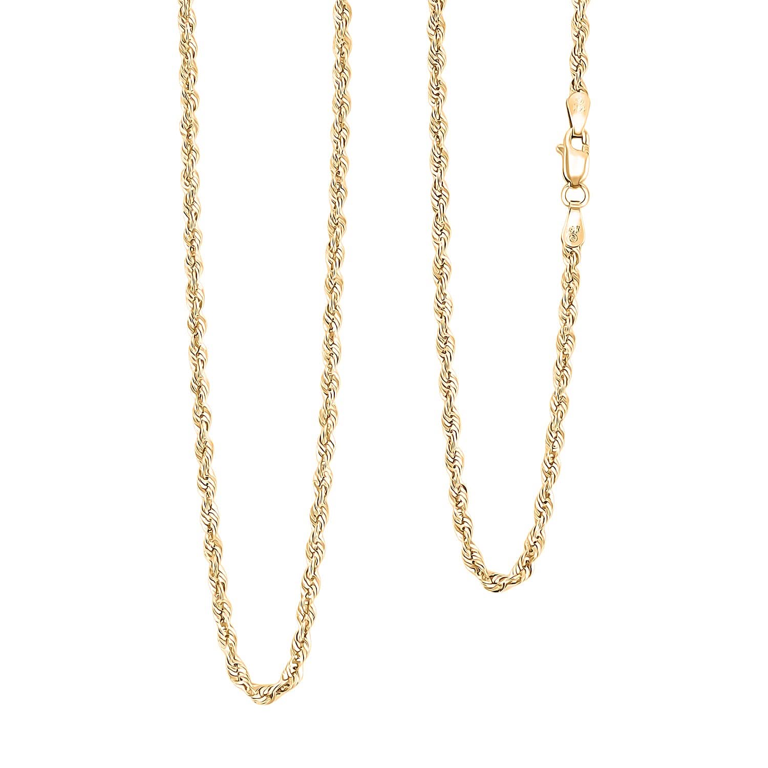 2.3mm Laser Rope Chain Necklace in 14K Yellow Gold 2.9 Grams 20 Inches