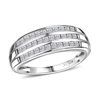 J Francis Embellished with Zirconia by Swarovski Trinity Shine Ring in Platinum Over Sterling Silver (Size 10.0) 1.30 ctw