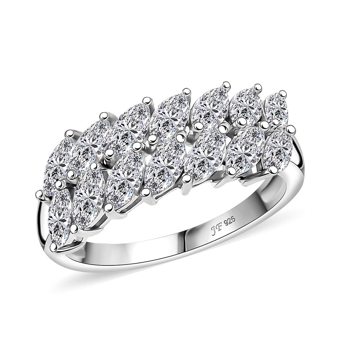 J Francis Embellished with Zirconia by Swarovski 3.15 ctw Ring in Platinum Over Sterling Silver