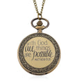 Strada Japanese Movement Gold Bottom with Gold Text Pattern Pocket Watch with Chain (36 Inches) in Goldtone - Sticky add to cart bar