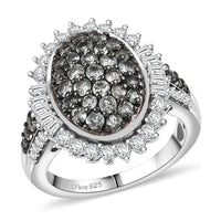 D'Joy Narsipatnam Alexandrite and Moissanite 2.00 ctw Ring in Rhodium Over Sterling Silver