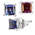 D'Joy Premium Lab Grown Alexandrite and Moissanite 1.80 ctw Art Deco Earrings in Rhodium Over Sterling Silver - Sticky add to cart bar