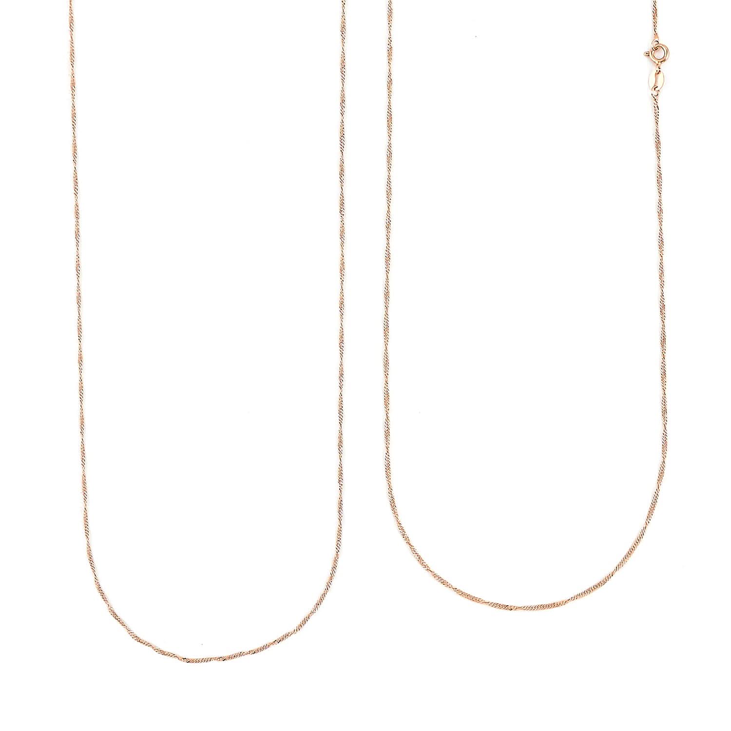 14K Rose Gold Over Sterling Silver Singapore Necklace 24 Inches 2.30 Grams