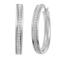 Grid Hoop Earrings in Rhodium Over Sterling Silver 3 Grams - Sticky add to cart bar