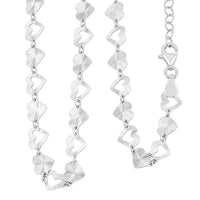 Italian Radiant Hearts Chain Necklace in Rhodium Over Sterling Silver 6.03 Grams 18 Inches