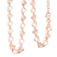 Italian Radiant Hearts Chain Necklace in 14K Rose Gold Over Sterling Silver 6.11 Grams 18 Inches
