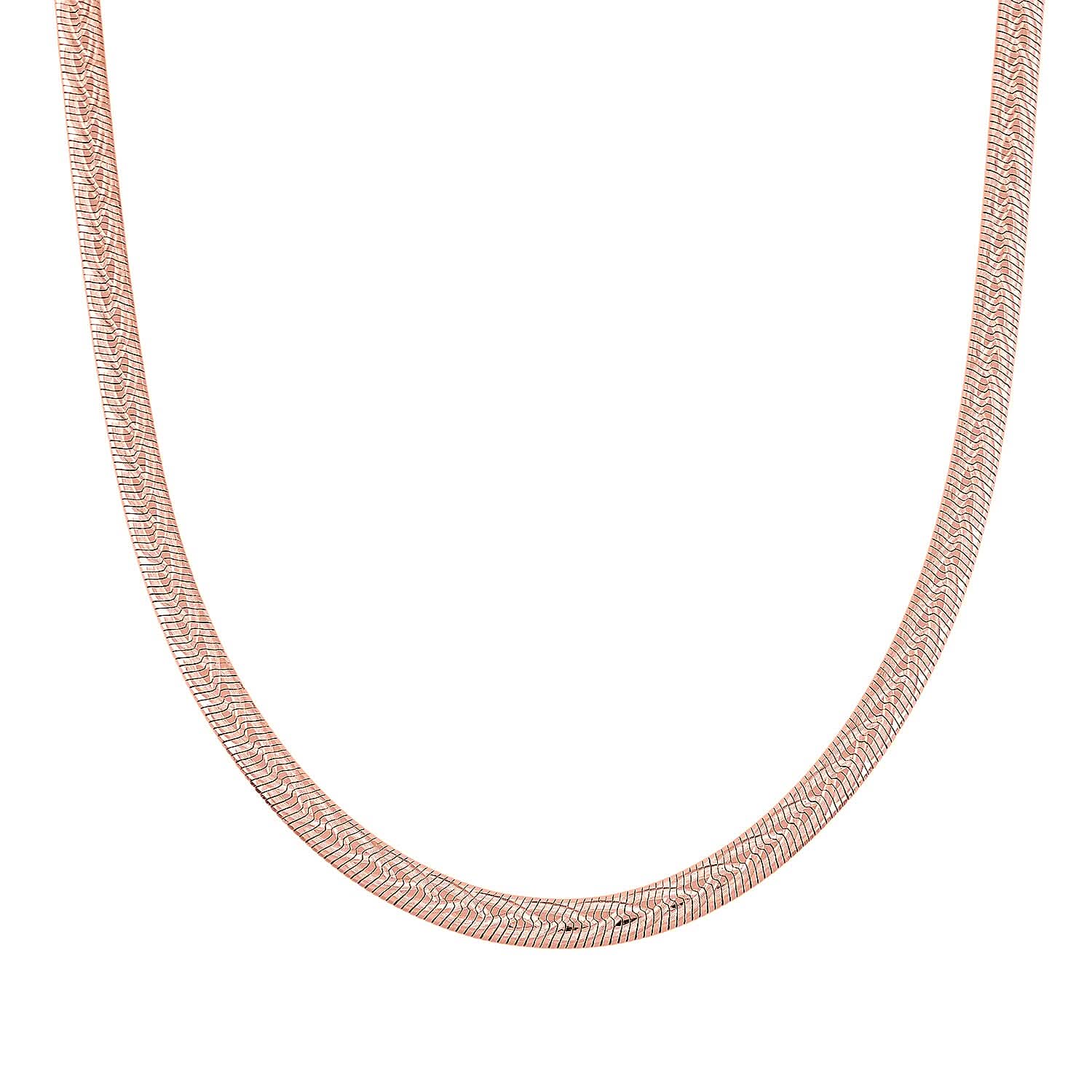 Italian Herringbone Chain Necklace in 14K Rose Gold Over Sterling Silver 12.64 Grams 18 Inches