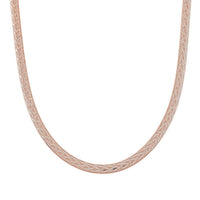 Italian Herringbone Chain Necklace in 14K Rose Gold Over Sterling Silver 12.64 Grams 18 Inches