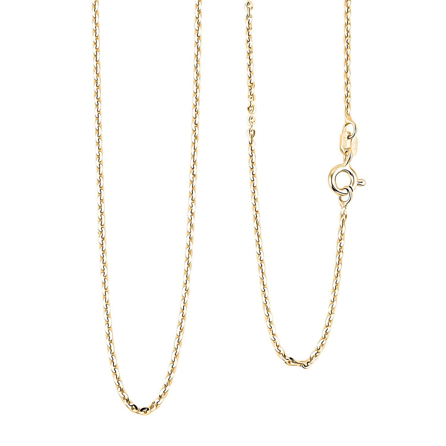 Italian Brillantina Chain Necklace in 14K Yellow Gold Over Sterling Silver 1.99 Grams 20 Inches