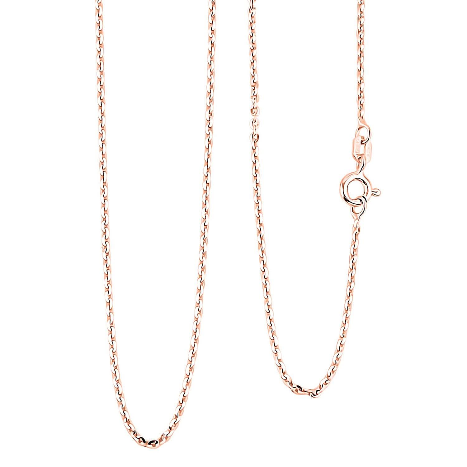 Italian Brillantina Chain Necklace in 14K Rose Gold Over Sterling Silver 2.09 Grams 20 Inches