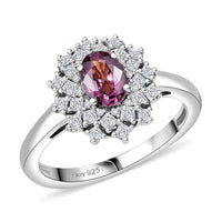 D’Joy Royal Lavender Spinel, Moissanite Ring in Rhodium Over Sterling Silver (Size 10.0) 1.50 ctw