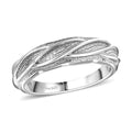 D’joy Rhodium Over Sterling Silver Textured Interwoven Leaves Ring (Size 10.0) (4.10 g) - Sticky add to cart bar