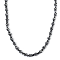 Shungite and Hematite 480.00 ctw Beaded Carved Necklace in Silvertone 20 Inches