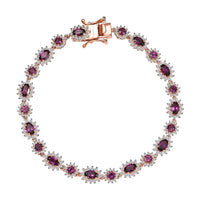 D’Joy AAA Radiant Ember Garnet and White Zircon 7.75 ctw Bracelet in 18K Vermeil Rose Gold Over Sterling Silver (7.25 In)