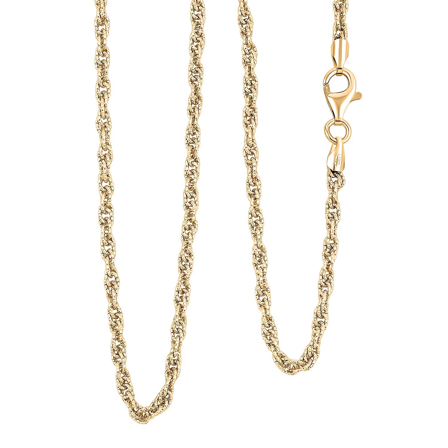 Italian Fancy Link Chain Necklace in 14K Yellow Gold Over Sterling Silver 10.08 Grams 20 Inches