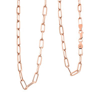 Italian Paper Clip Chain Necklace in 14K Rose Gold Over Sterling Silver 14.94 Grams 20 Inches