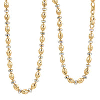 Italian 14K YG Over and Sterling Silver Moon-cut Beaded Chain Necklace (20 Inches) (16.39 Grams)