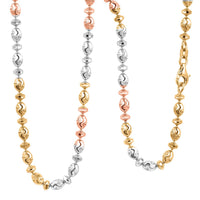 Italian 14K YRG Over and Sterling Silver Moon-cut Beaded Chain Necklace (20 Inches) (15.86 Grams)
