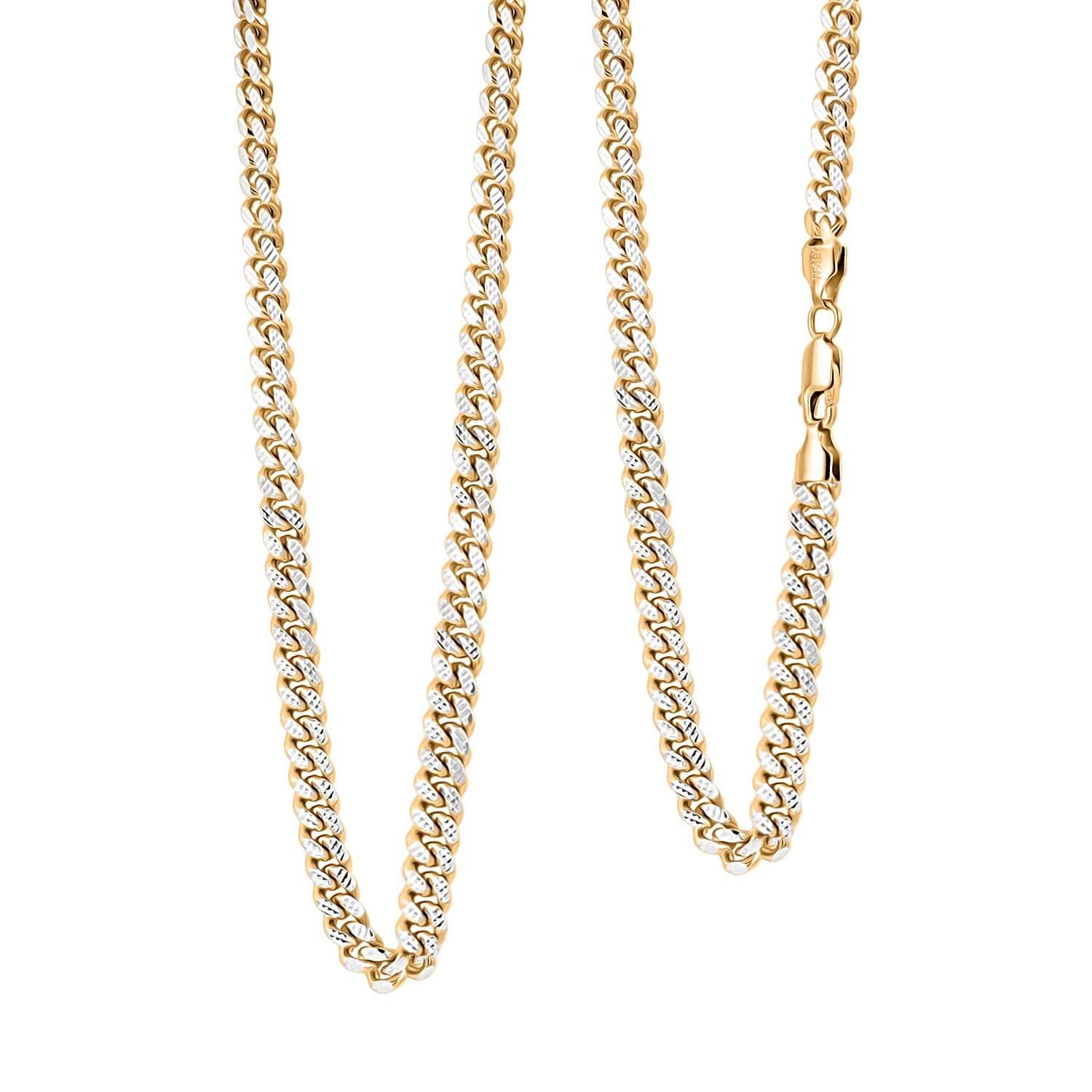 Italian Cuban Link Chain Necklace in 14K YG Over and Sterling Silver 45.25 Grams 24 Inches