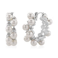 White Shell Pearl, Austrian Crystal Hoop Earrings in Silvertone - Sticky add to cart bar